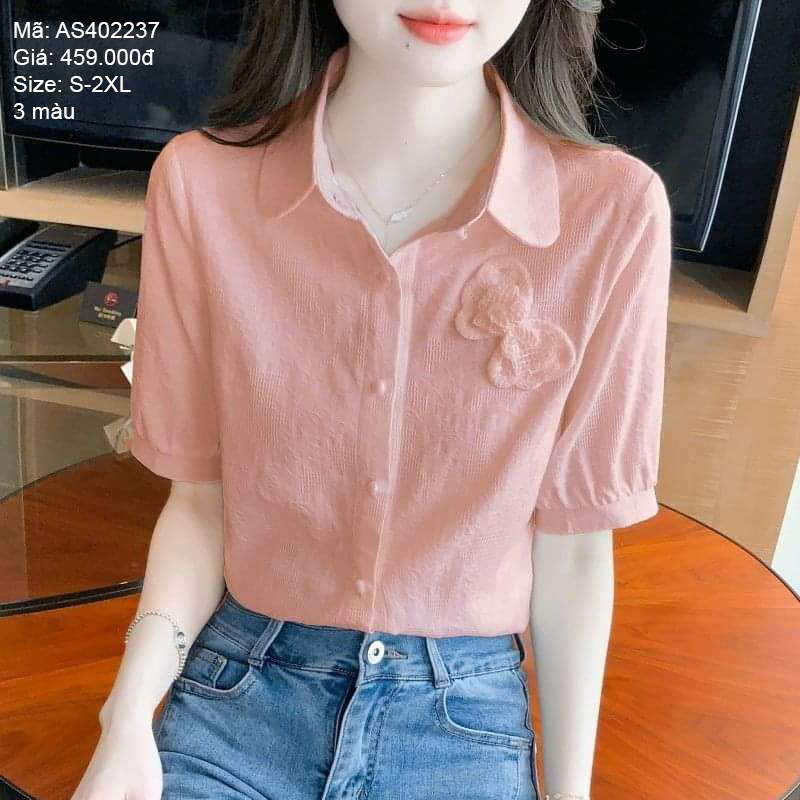Áo sơ mi cổ pipi ngắn tay - AS402237