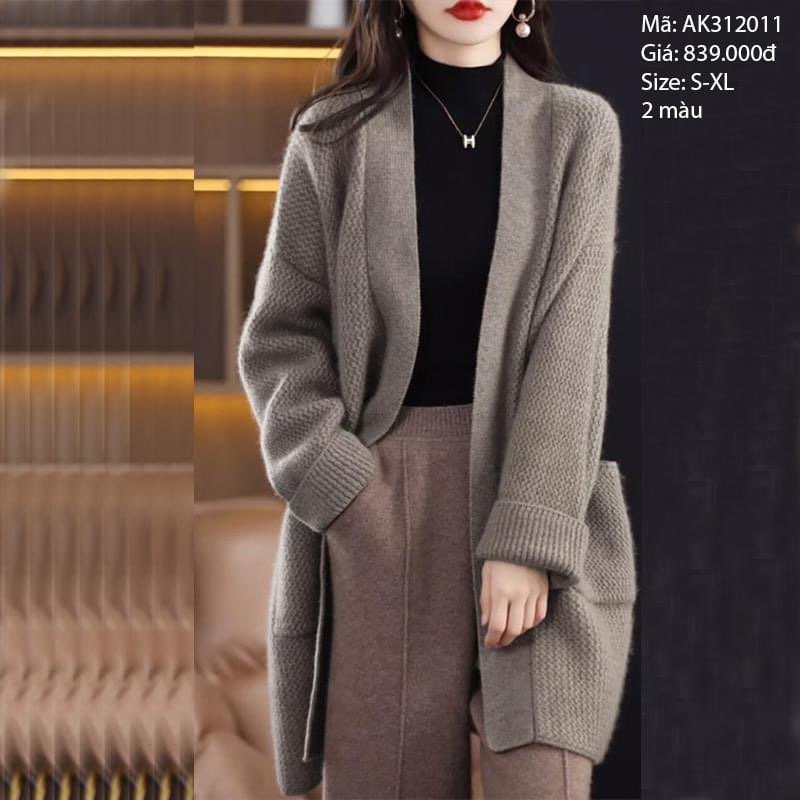 Khoác len dệt kim form dài - AK312011