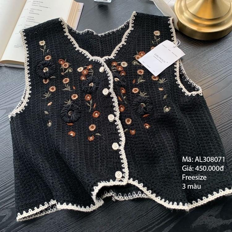 Áo gile thêu hoa đa sắc - AL308071