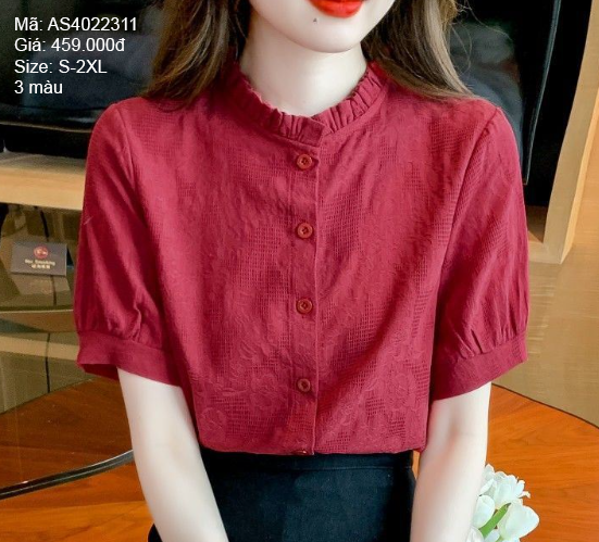 Áo sơ mi cổ xếp ly ngắn tay- AS4022311