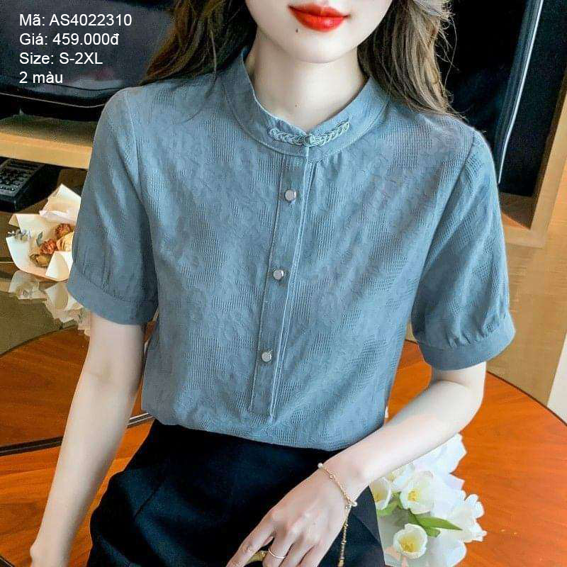 Áo sơ mi ngắn tay cổ tàu - AS4022310