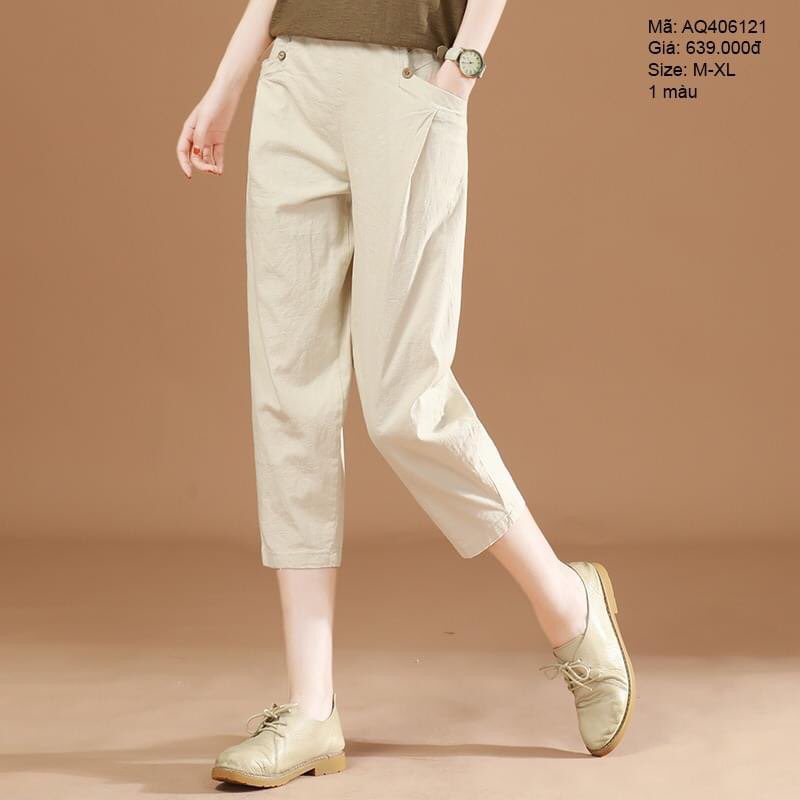Quần baggy linen hai túi chéo - AQ406121