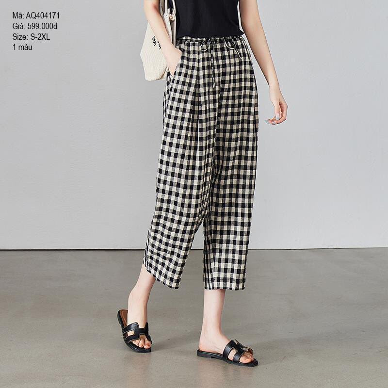 Quần baggy kẻ sọc caro hai túi chéo - AQ404171