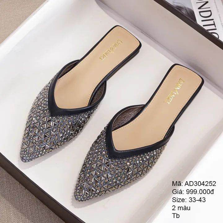 Dép da cao cấp đính đá - AD304252