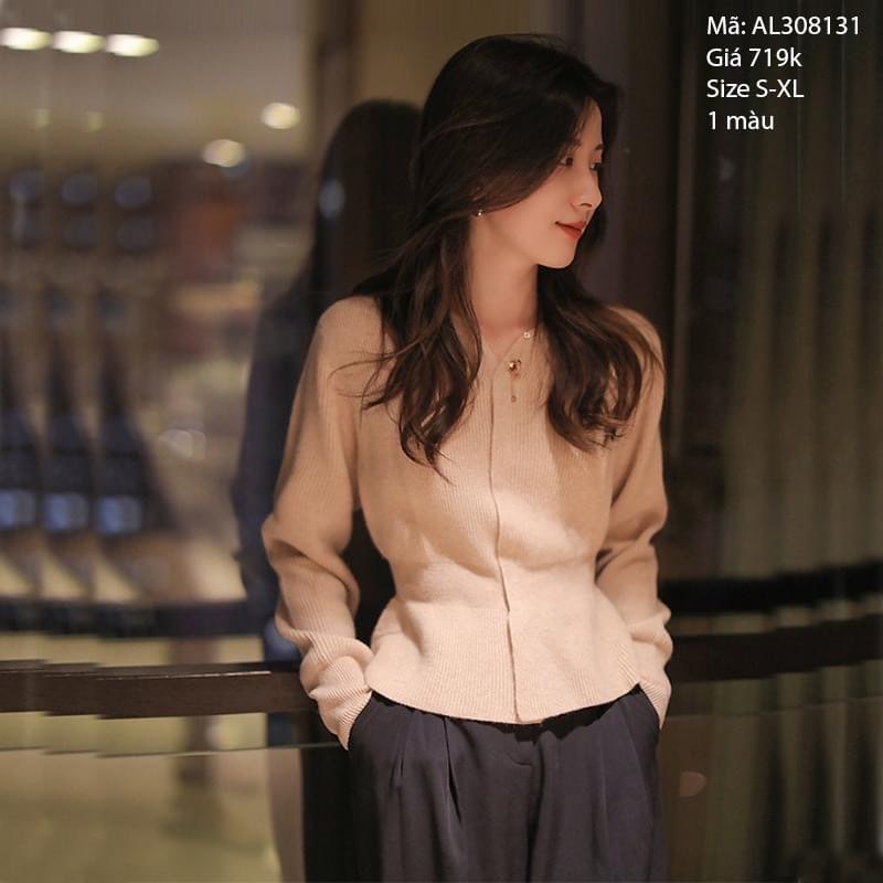 Áo len dệt kim dài tay eo ôm - AL308131