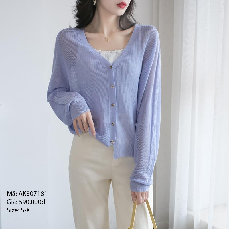 Áo khoác cadigan cổ V dài tay - AK307181
