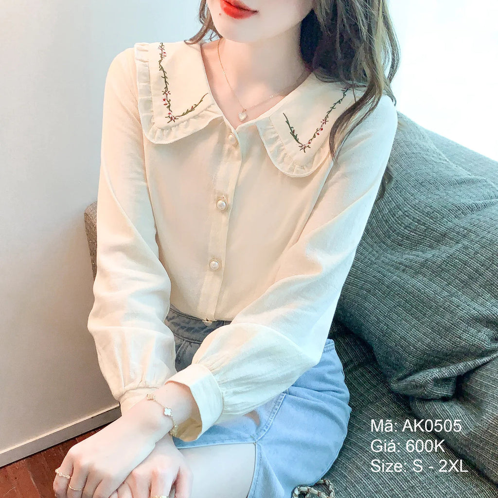 Áo sơ mi cổ pipi dài tay - AK0505