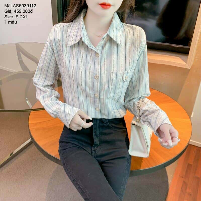 Áo sơ mi cổ đức kẻ sọc đứng  - AS5030112