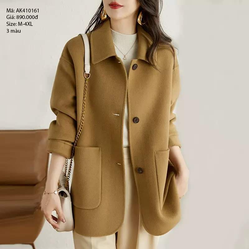 Áo khoác dạ cashmere cao cấp hai túi đứng - AK410161