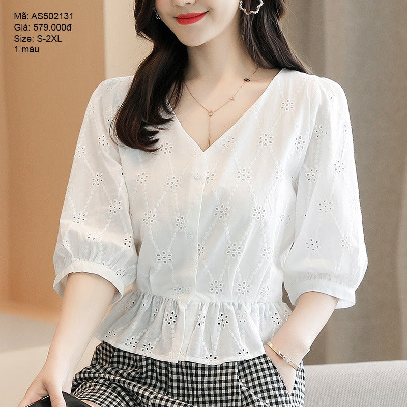Áo sơ mi cổ v ngắn tay  - AS502131