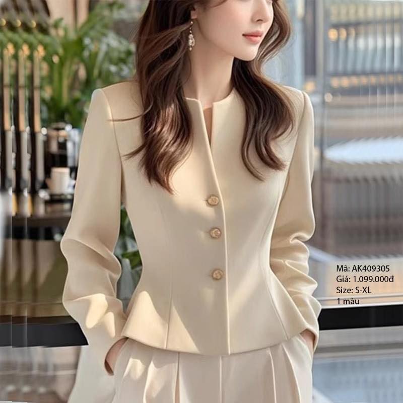 Áo khoác dạ cashmere dài tay khuy cài - AK409305