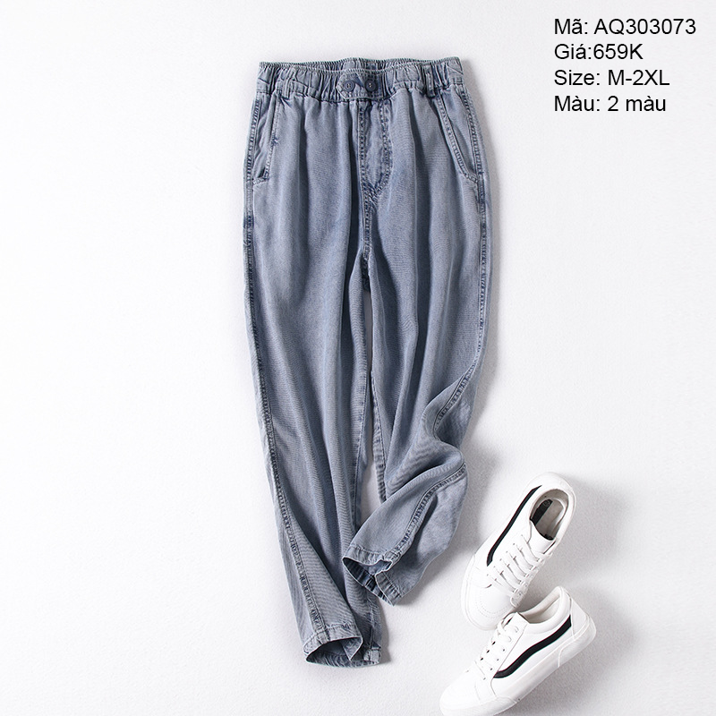 Quần baggy denim hai túi đứng khuy kiểu - AQ303073