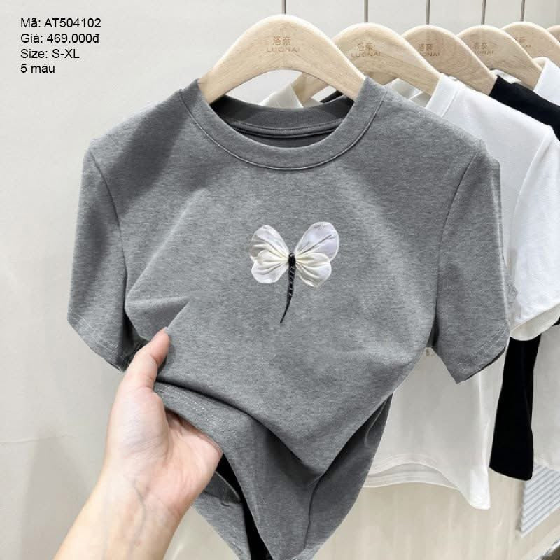 Áo thun ngắn tay hình chuồn chuồn huyền  - AT504102
