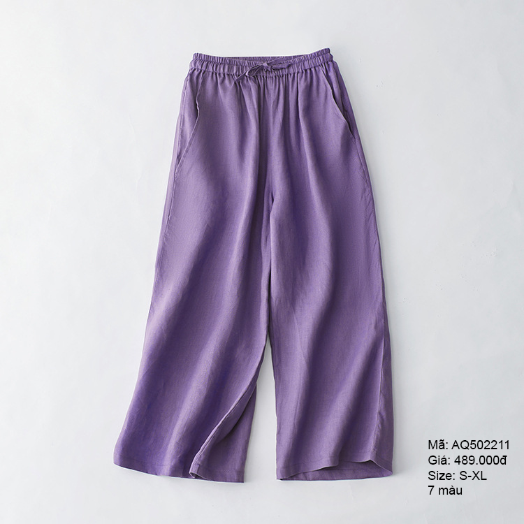 Quần baggy linen ống suông - AQ502211