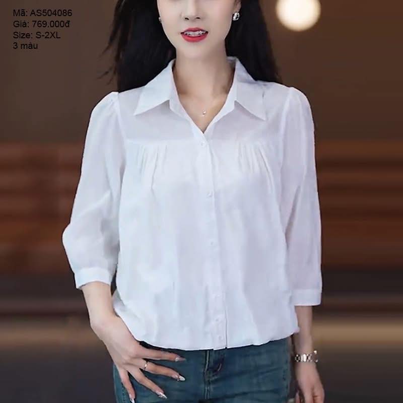 Áo sơ mi cổ đức tay lửng  - AS504086