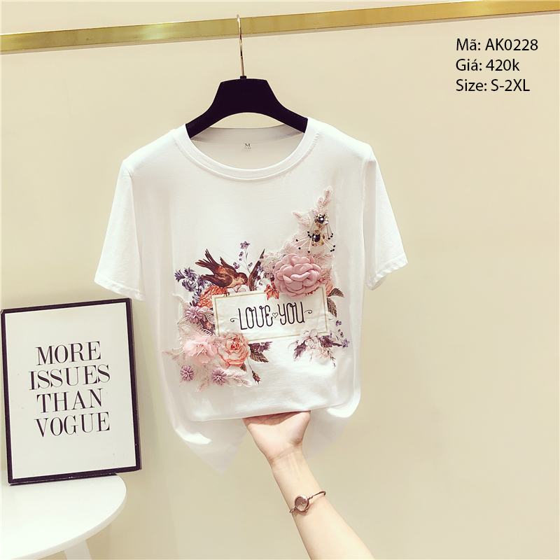 Áo t- shirt ngắn tay cổ tròn họa tiết trừu tượng - AK0001